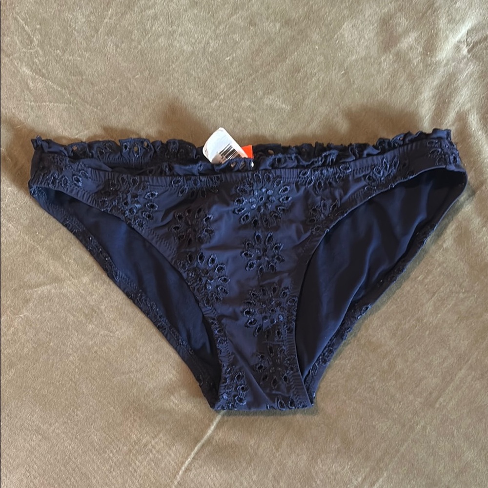Navy Blue Lace Bikini Bottom with Classic Cut